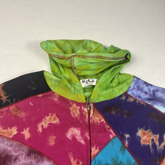 Talk Of The Walk Hooded Jacket Patchwork Boho Casual Hippie Y2K Full Zip L/ XL - Picture 3 of 12